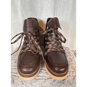 Cole Haan Waterproof Leather Lace Up Wedge Ankle Boots Women's Size 7B Brown
